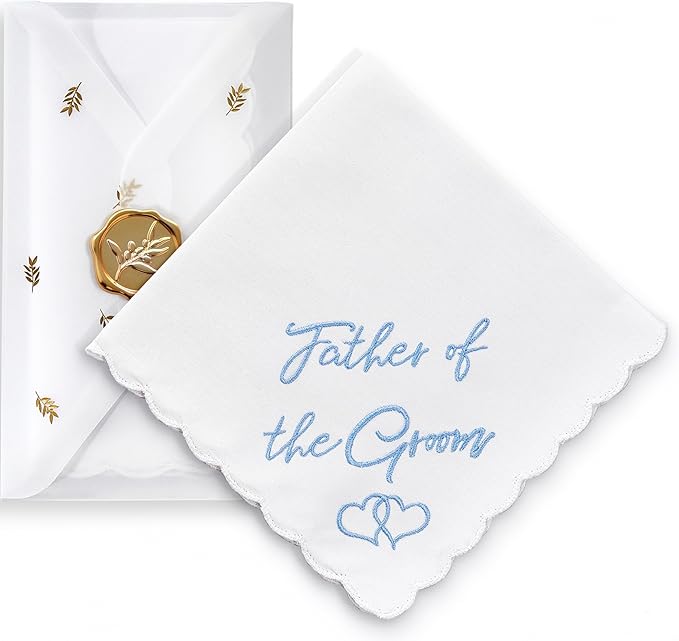 W&F GIFT Handkerchief - 12" x 12" - Something Blue for Bride on Wedding Day - Fun Gift