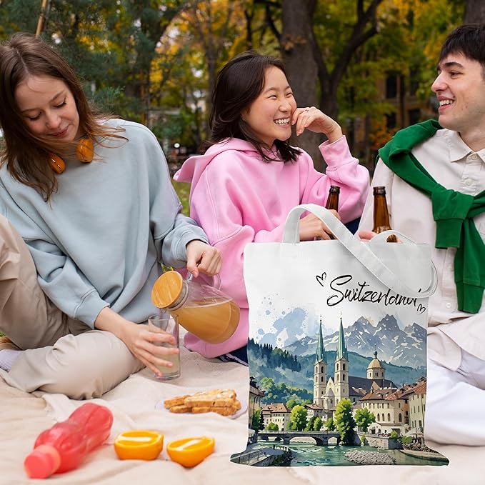 Europe Travel Souvenirs Gifts Tote Bags Reusable Grocery Bags London Paris Switzerland Gifts for Women