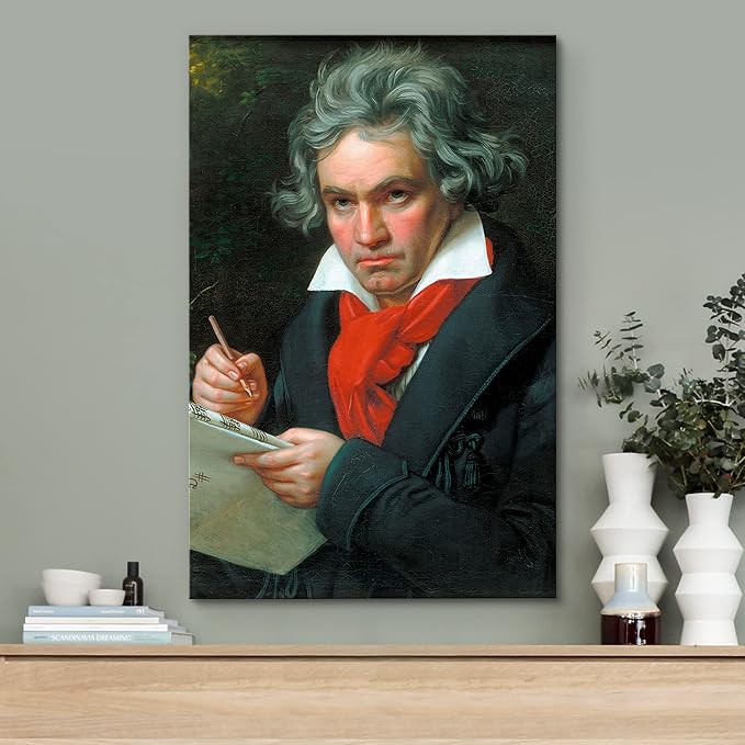 wall26 Canvas Print Wall Art Portrait of Beethoven People Pop Culture Historical Realism Famous Closeup Colorful Multicolor Classical for Living Room, Bedroom, Office - 24"x36"