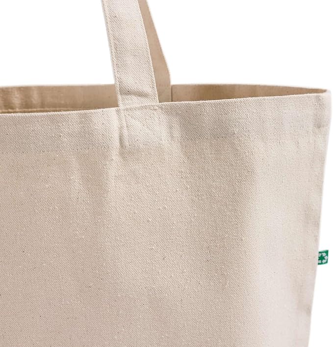 Large Recycled Cotton Canvas Tote Bag with Gusset – 12 Pcs Reusable Bag with Shoulder Straps, Canvas Tote Bags Bulk