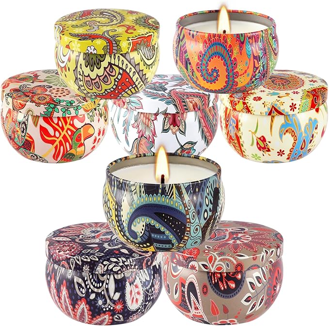 8x2.5oz Citronella Scented Candles,Indoor&Outdoor Natural Soy Wax jar Candles Set for Home Decor,Patio Garden Backyard Camping Summer