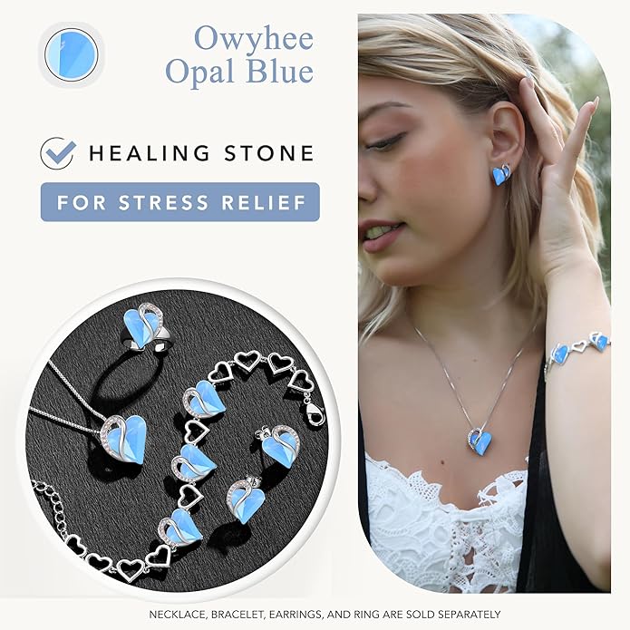 Leafael Valentine's Day Gift Necklaces for Women, Infinity Love Birthstone Heart Crystal Pendant, Birthday Anniversary Jewelry for Wife, Mom, and Her, Silver Plated, 18" + 2" Adjustable Chain