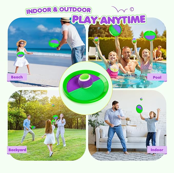 Toss and Catch Ball Set Upgraded - Family Games Kids Toys for Stocking Stuffers - Water-Resistant Great for Beach Pool Yard - Christmas Toys Gift for Boys Girls Teens 3 4 5 6 7 8 9 10 11 12+ Years
