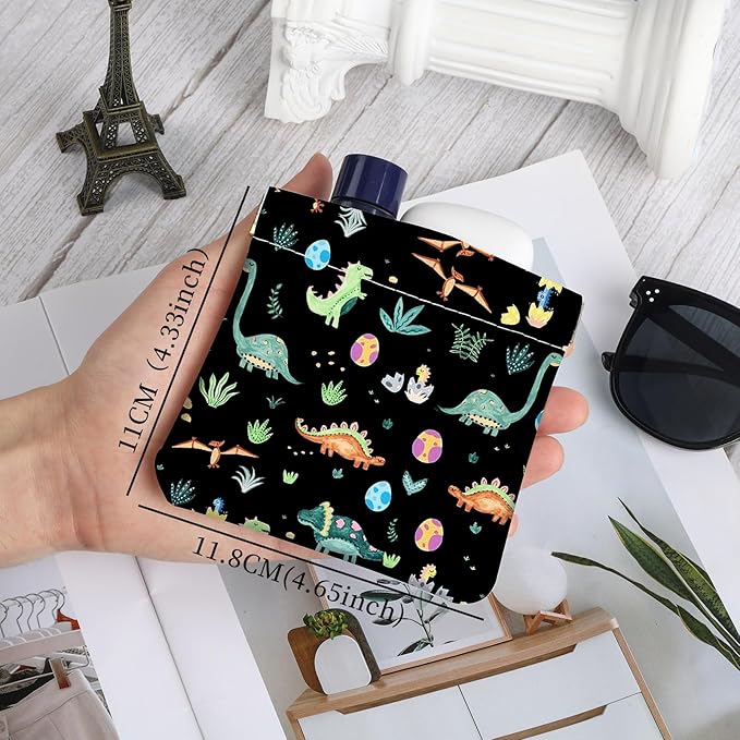 2Pcs PU Leather Small Squeeze Coin Purse Pouch Mini coin Bag Unique And Cute Wallet Cosmetic Bags Change Bag For Women Girls Men Small Dinosaur