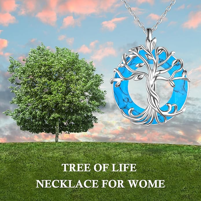 TOUPOP Tree of Life Necklace 925 Sterling Silver Family Tree Pendant Austrian Crystal Jewelry Valentines Day Birthday Gifts for Women Mom Wife Her