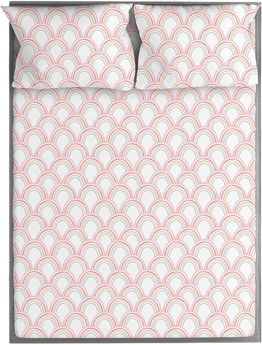 Kids Organic 100% Viscose Derived from Bamboo Sheet Set | Twin or Full Size Fitted Bed Sheets | Oeko-Tex Certified | Cute Toddler Bedding for Girls & Boys Rainbow Full