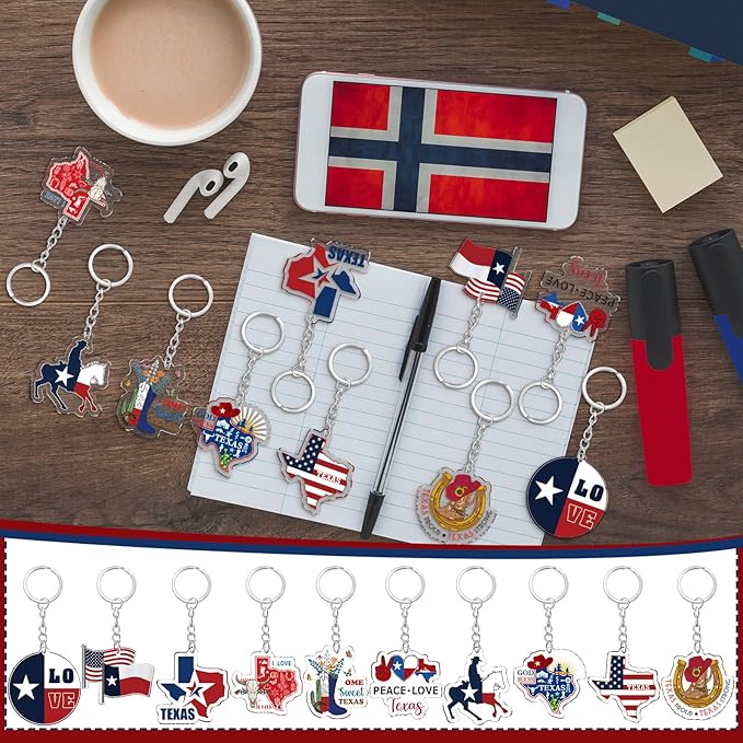 50 Pcs Texas Souvenirs Acrylic Keychain Gifts Bulk United State Keychain Boots Love Buffalo Skull Hand Travel Souvenir