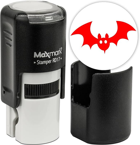 MaxMark Round Self Inking Halloween Stamp - Red Ink