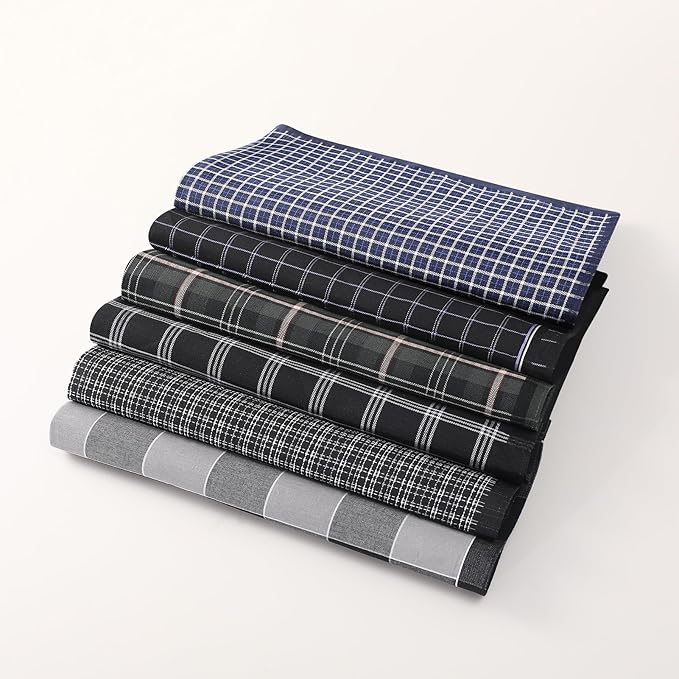 HOULIFE Men’s Handkerchiefs, Black Cotton Handkerchiefs for Men, 17x17 11 Pcs
