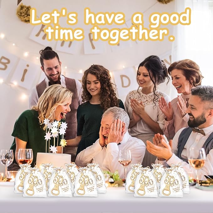 50Pcs 50th Birthday Bottle Opener Set 50th Birthday Party Favors 50th Golden Bottle Openers Personalized Party Favors Wedding Anniversaries Souvenirs Favors For Guests Party