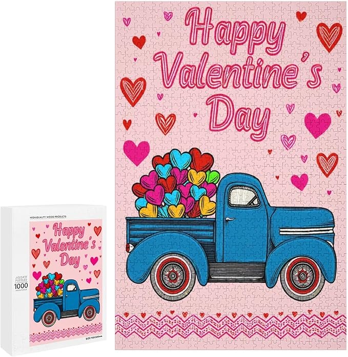 Wooden Puzzle - Happy Valentine's Day Jigsaw Puzzles，Wooden Puzzles for Adults 1000 Pieces Challenge Puzzles，Educational Games，Family Puzzles，Unique Gifts for Wall Art
