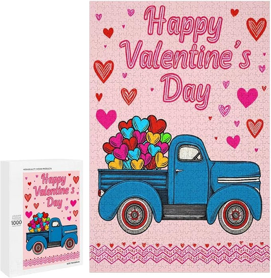 Wooden Puzzle - Happy Valentine's Day Jigsaw Puzzles，Wooden Puzzles for Adults 1000 Pieces Challenge Puzzles，Educational Games，Family Puzzles，Unique Gifts for Wall Art