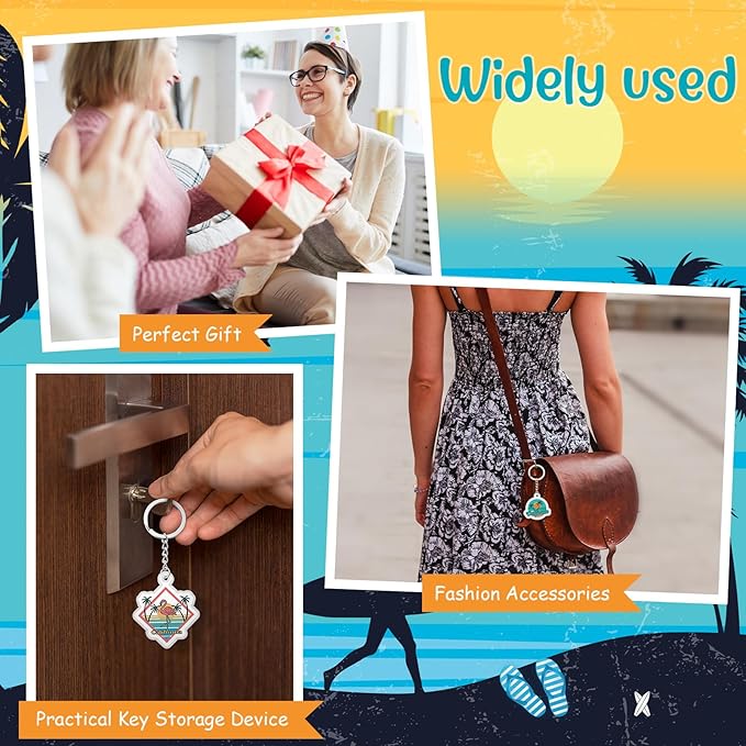 Landical 18/54Pcs Acrylic US Keychain Bulk USA City States Key Ring Florida California Chicago San Francisco Gift Souvenir