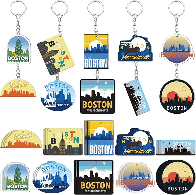 50 Pcs Boston Souvenirs Acrylic Keychain Gifts Bulk Boston Keychain Massachusetts Travel Gifts Souvenirs