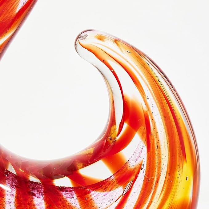Luxury Lane Hand Blown Abstract Sun Conure Sommerso Art Glass Sculpture for Home Decor 15 inch Tall Centerpiece Table Decoration