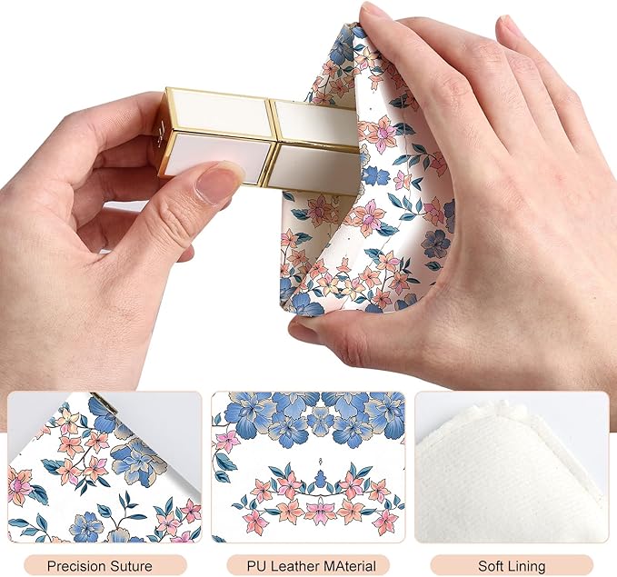 2Pcs PU Leather Small Squeeze Coin Purse Pouch Mini coin Bag Unique And Cute Wallet Cosmetic Bags Change Bag For Women Girls Men （Blue and white flowers