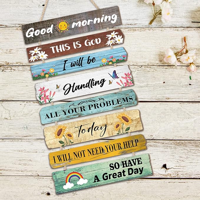CHDITB Good Morning Inspirational Hanging Sign Plaque Farmhouse Wood Sign for Bedroom Motivational Scripture This is God Wooden Hanging Sign Art Wall Home Decoration God Christian Saying Wall Plaque