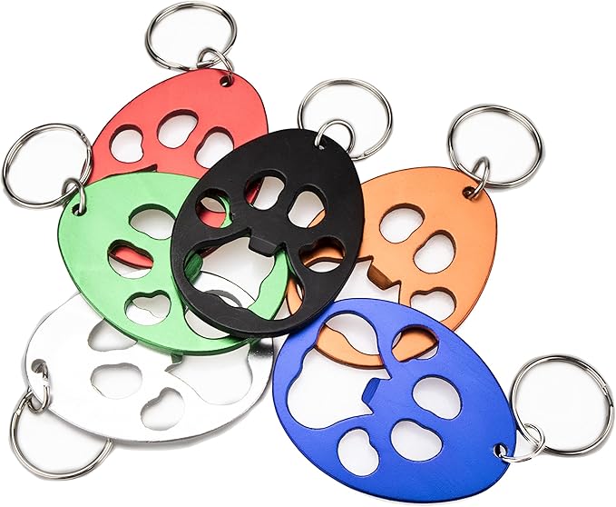 Swatom Dog Paw Keychain Bottle Opener Beer Opener Tool, Key Tag Chain Ring, 6 Piece