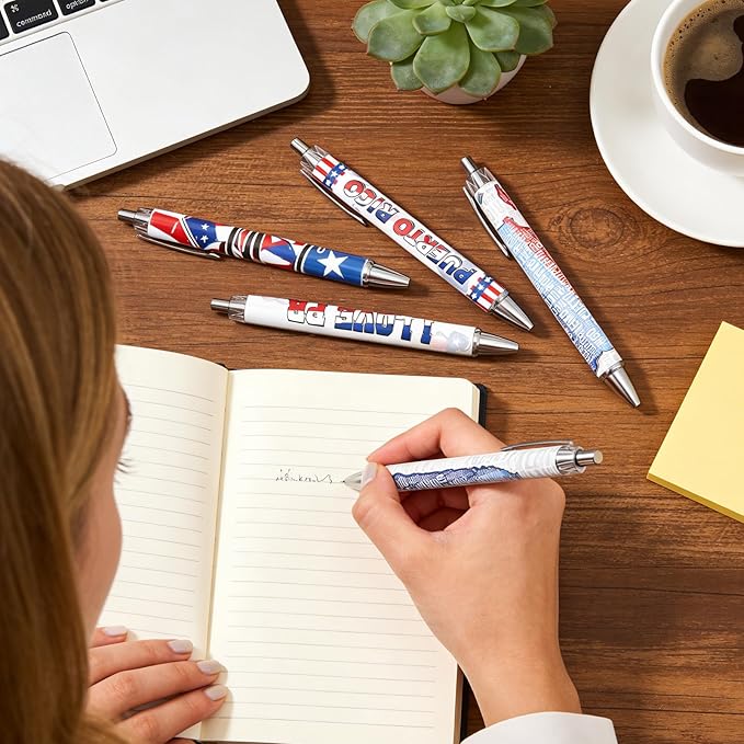 Puerto Rico Ballpoint Pens Gifts 24 Pcs Puerto Rican Travel Souvenirs Gifts Pr Flag Retractable Smooth Ball Point Pen Patriotic Party Favor for Office School Reward Home Traveler Supplies