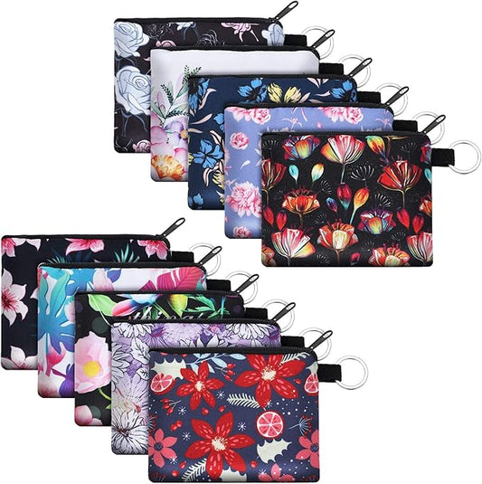 10 Pieces Small Coin Purse Boho Change Purse Pouch Mini Wallet Coin Bag with Zipper Exquisite Present for Women Girls on Valentine's Day
