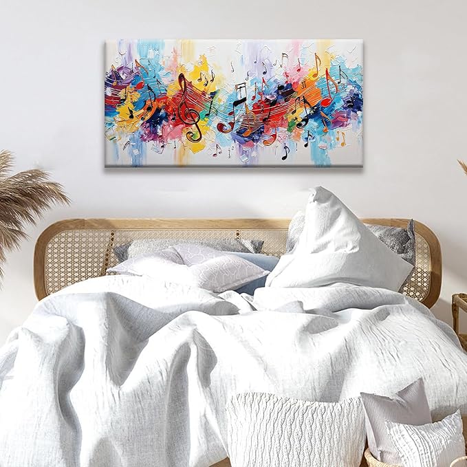 Suconvng Abstract Canvas Art Wall Decor Painting Home Wall Decorations Colorful Musical Note Abstract Wall Art Print Picture For Bedroom Kitchen Office Artwork 20 X 40 Inch