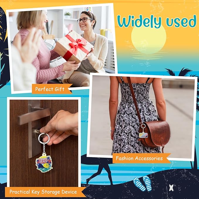 Landical 18/54Pcs Acrylic US Keychain Bulk USA City States Key Ring Florida California Chicago San Francisco Gift Souvenir
