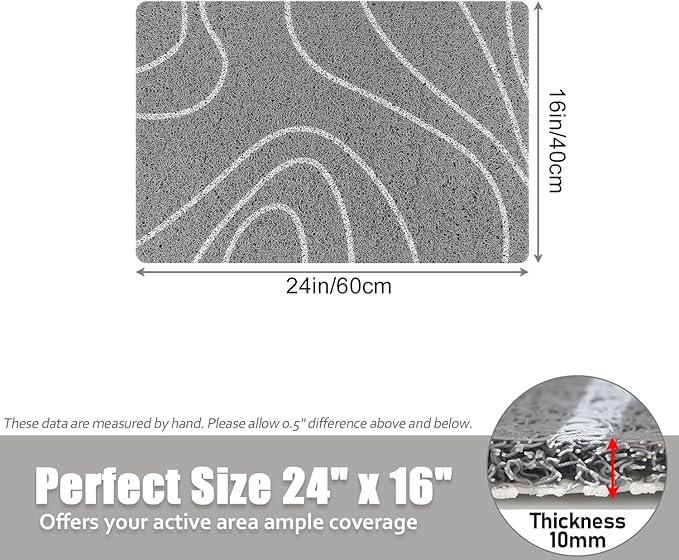 Shower Mat Bathtub Mat Non-Slip - 16x24 Inch, Soft Comfort Bath Mat with Drainage Holes, PVC Loofah Massage Bathmat for Shower, Tub, Bathroom, Wet Areas, Quick Drying