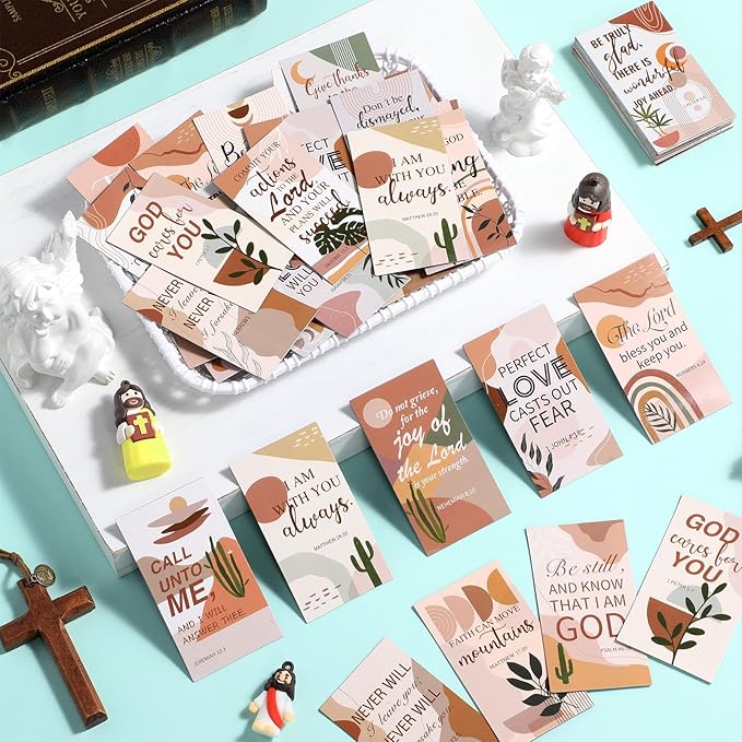 Blosssound 60 Pcs Inspirational Christian Magnets with Bible Verses Religious Refrigerator Magnet Motivational Quotes Fridge Scripture Positive Gifts for Home Office School Locker Decor(Boho)