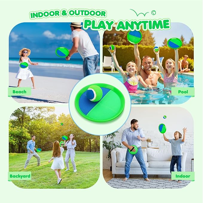 Toss and Catch Ball Set Upgraded - Kids Toys Stocking Stuffers for Family Games - Water-Resistant Great for Beach Pool Yard - Christmas Toys Gift for Boys Girls Teens 3 4 5 6 7 8 9 10 11 12+ Years
