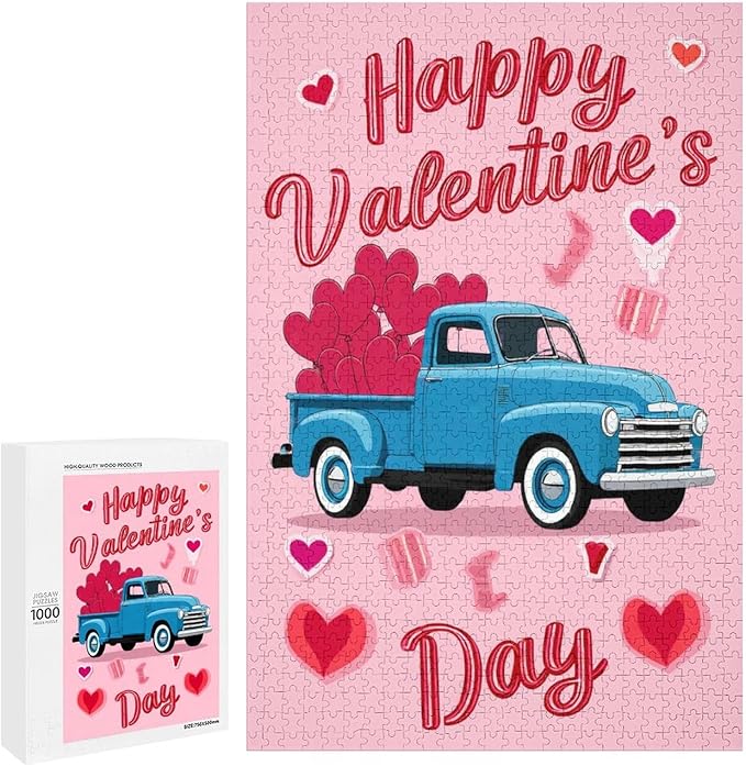 Wooden Puzzle - Happy Valentine's Day Jigsaw Puzzles，Wooden Puzzles for Adults 1000 Pieces Challenge Puzzles，Educational Games，Family Puzzles，Unique Gifts for Wall Art