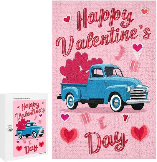 Wooden Puzzle - Happy Valentine's Day Jigsaw Puzzles，Wooden Puzzles for Adults 1000 Pieces Challenge Puzzles，Educational Games，Family Puzzles，Unique Gifts for Wall Art