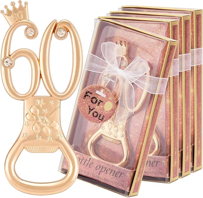 12 Packs 60th Bottle Opener, Gifts for 60th Birthday Party Favors, Wedding Anniversary Party Return, Gifts or Souvenirs for Guests, Theme Party Decorations