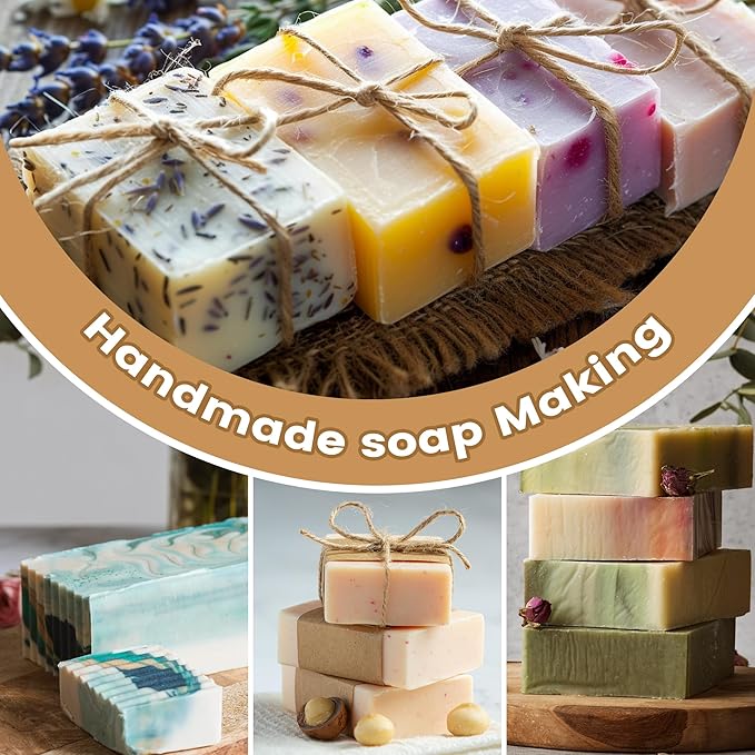 LFISGNN Deluxe Soap Making Kit for Adults DIY Soaps, DIY Soap Making Supplies Kits with Soap Melting Pot, Natural Soap Base, 8 Essential Oils, 8 Dyes, 4 Soap Molds, Packing and Supplies for Begineers