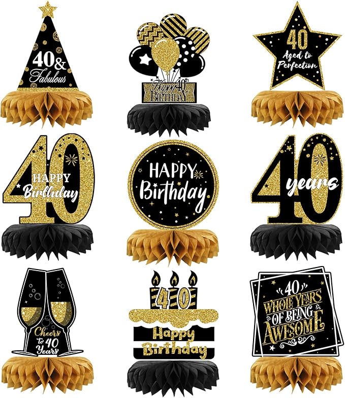 9 Pieces 40th Birthday Table Decorations 40th Birthday Centerpieces for Tables 40th Birthday Decorations for Men and Women (40th)