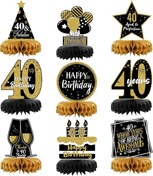 9 Pieces 40th Birthday Table Decorations 40th Birthday Centerpieces for Tables 40th Birthday Decorations for Men and Women (40th)