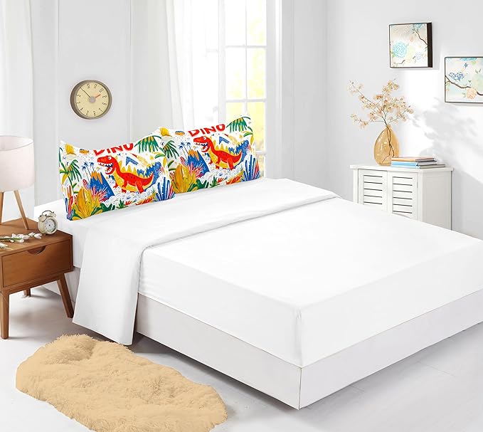 Helloosun 5PCS Dinosaur Comforter Sets Full,Cartoon Dinosaur Bedding Sets for Kids,Colourful Toddler Comforter Full