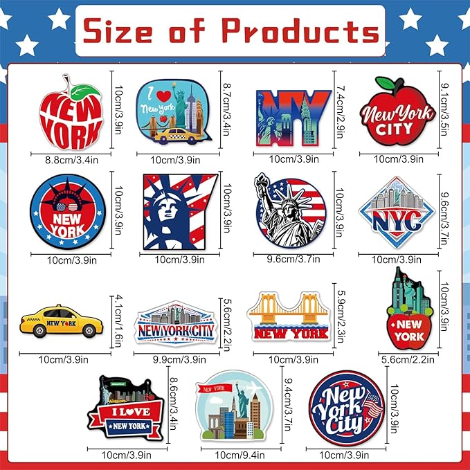 New York Refrigerator Magnet - 16Pcs New York Souvenirs Gift NYC Fridge Magnets City Travel USA Flag Fridge Magnetic Stickers for Home Office Kitchen Locker Car Traveler Tourist Gifts