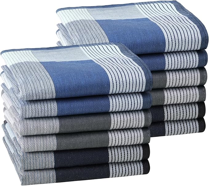 HOULIFE Mens Handkerchiefs Soft Cotton Plaid Handkerchief for Men, Classic Checkered Pattern Hankies in Assorted 6/12 PCS