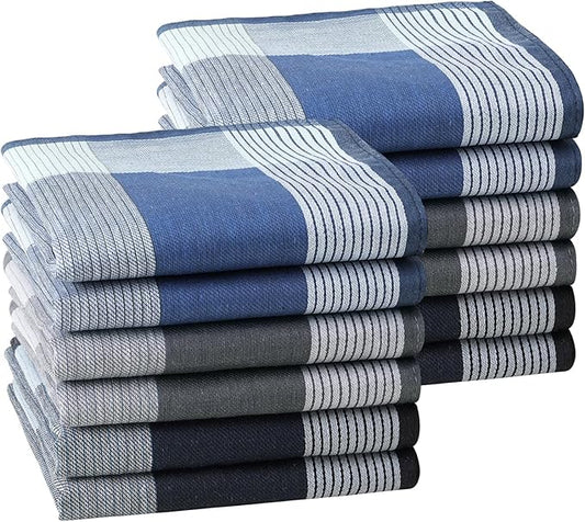 HOULIFE Mens Handkerchiefs Soft Cotton Plaid Handkerchief for Men, Classic Checkered Pattern Hankies in Assorted 6/12 PCS