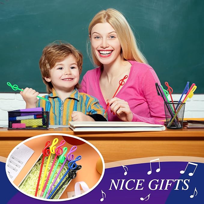 Lincia 100 Pcs Music Note Pens Bulk Musical Ballpoint Pens Music Themed Party Favors Novelty Musical Choir Prizes Gifts Piano Teacher Gift for Artists Office Decorative Supplies(Mixed Colors)