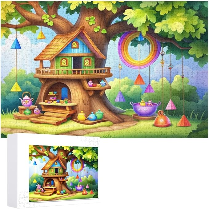 Wooden Puzzle - Fantastical Treehouse Escape Jigsaw Puzzles，Wooden Puzzles for Adults 1000 Pieces Challenge Puzzles，Educational Games，Family Puzzles，Unique Gifts for Wall Art