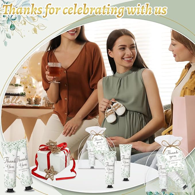 50 Sets Baby Shower Hand Cream Gift Set, Hand Cream Bulk Bridal Shower Favors for Guests with Thank You Card and Organza Gift Bags, Thank You Gifts Hand Lotion for Women