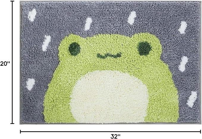 Ankah Bath Mat Cute Shower Rug, Luxury Shaggy High Absorbent and Anti Slip, Machine Washable Fit for Bathtub, Shower and Bath Room, (19.68"x 31.49", Little Frog)