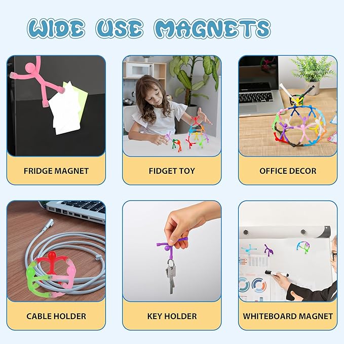 30Pcs Magnet Men, Refrigerator Magnetic Man, Fun Humanoid Magnet Fidget Travel Toys for Kids, Magnetic People Guys for Fridge, Locker, Whiteboard Decorative Gifts, 20Pcs Transparent+10Pcs Solid