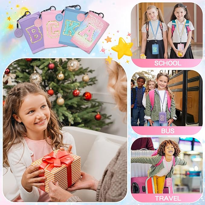 Christmas Gifts for Girls 3 4 5 6 7 8 9 10 11 12 Years Old Kids Wallet Cute Initial Coin Purse Toddler Wallet with Magic Sticker (Pink, O)