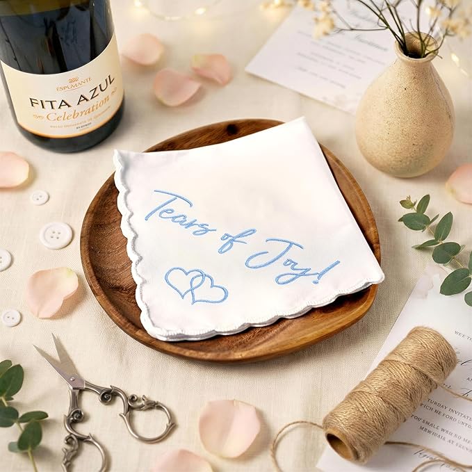 W&F GIFT Handkerchief - 12" x 12" - Something Blue for Bride on Wedding Day - Fun Gift