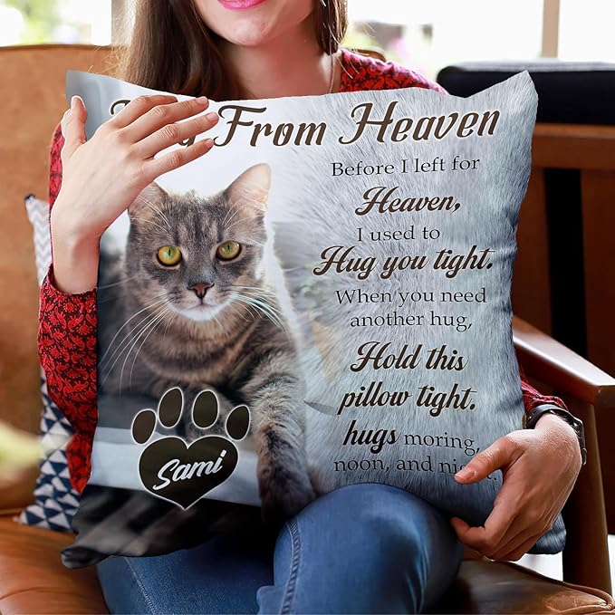 Personalized Pet Memorial Throw Pillow (Insert Included), Cat Memorial Pillow, Cat Memorial Gifts For Loss Of Cat, Loss Of Cat Sympathy Gift, Cat Remembrance Gifts, Dog Memorial Gifts For Loss Of Dog