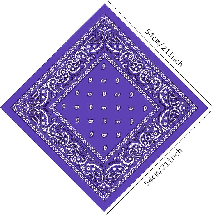 PLULON 30 Pack Bandanas for Men Women, Polyester Novelty Paisley Pattern Bandana Headbands Wristband Neckerchief Cowboy