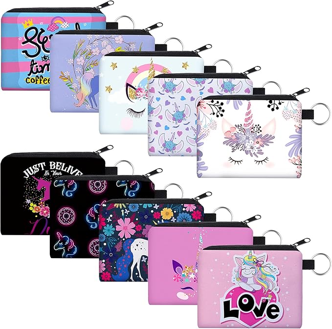 10 Pieces Small Coin Purse Boho Change Purse Pouch Mini Wallet Coin Bag with Zipper Exquisite Present for Women Girls on Valentine's Day