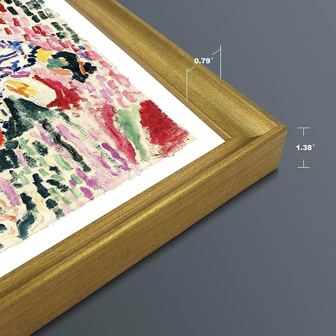 Wieco Art Large Framed Wall Art Woman Beside the Water 1905 by Henri Mattise Abstract Colorful Art Matisse Posters Canvas Prints for Wall and Home Office Decorations Bronze Gold Frame